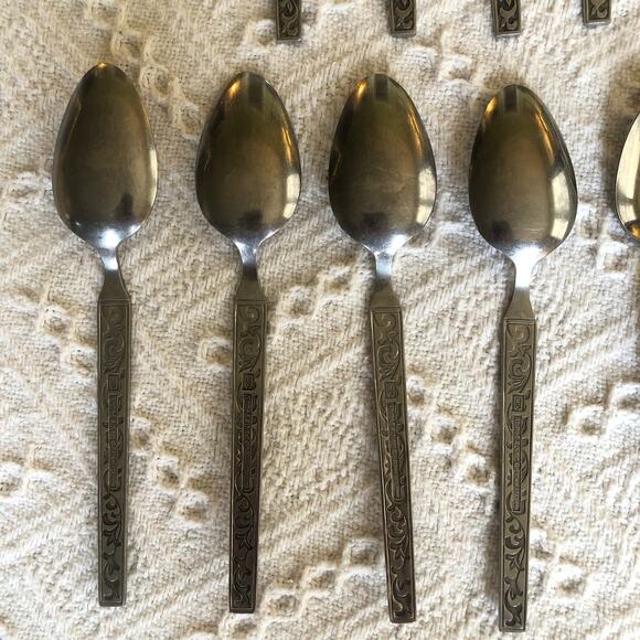 Vintage MCM United Silver Co Stainless Flatware Monterey Silver Japan 29 Pieces - Picture 6 of 16